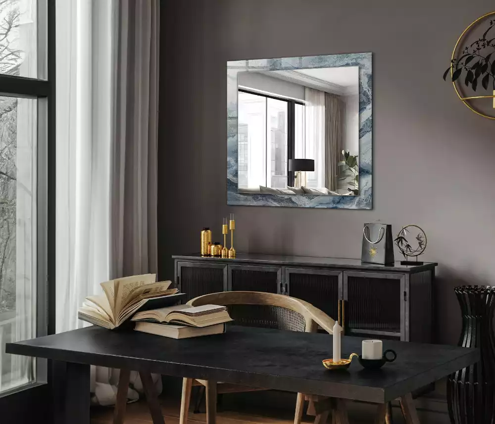 Miroir avec imprimé rectangulaire Marbre en nuances