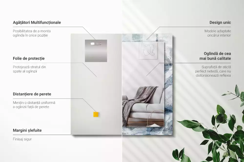 Miroir avec imprimé rectangulaire Marbre en nuances