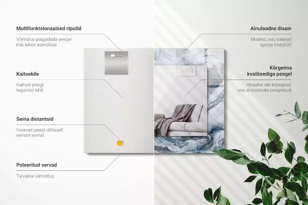 Miroir avec imprimé rectangulaire Marbre en nuances