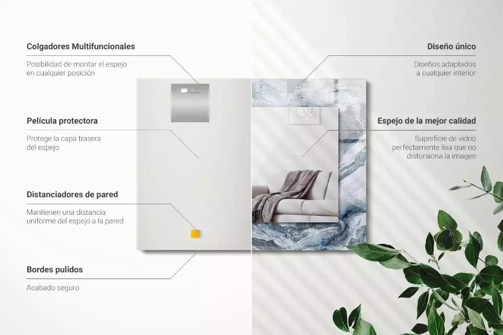 Miroir avec imprimé rectangulaire Marbre en nuances