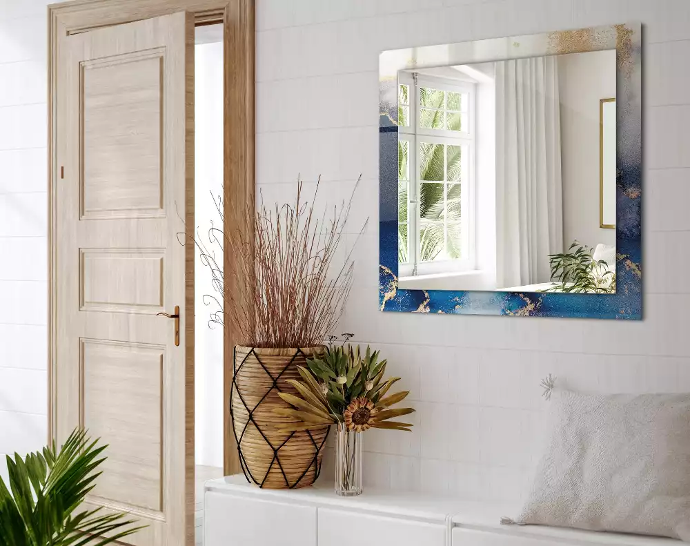 Miroir avec imprimé décoratif rectangulaire Art plastique abstrait
