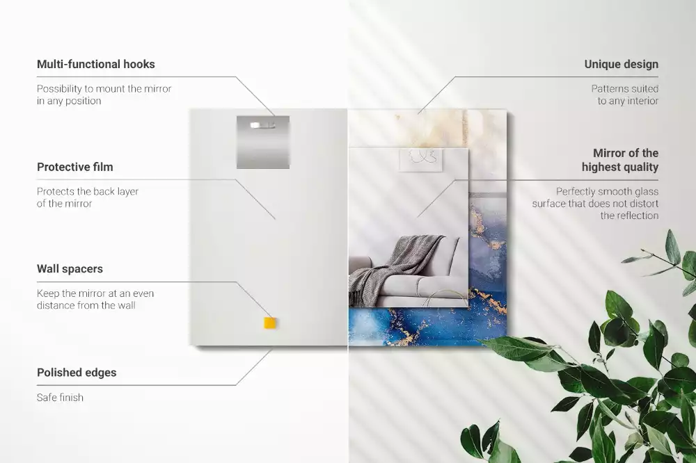 Miroir avec imprimé décoratif rectangulaire Art plastique abstrait