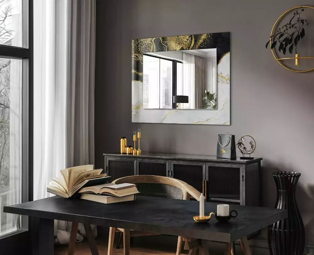 Miroir décoratif rectangulaire Art abstrait doré