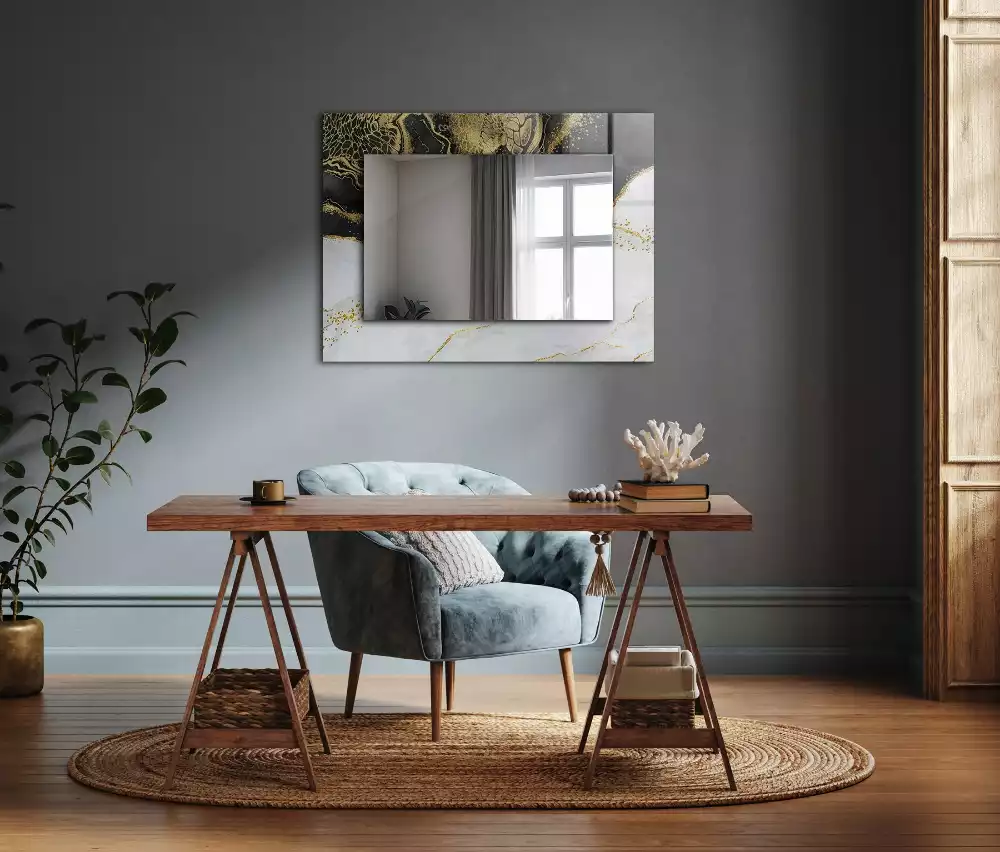 Miroir décoratif rectangulaire Art abstrait doré