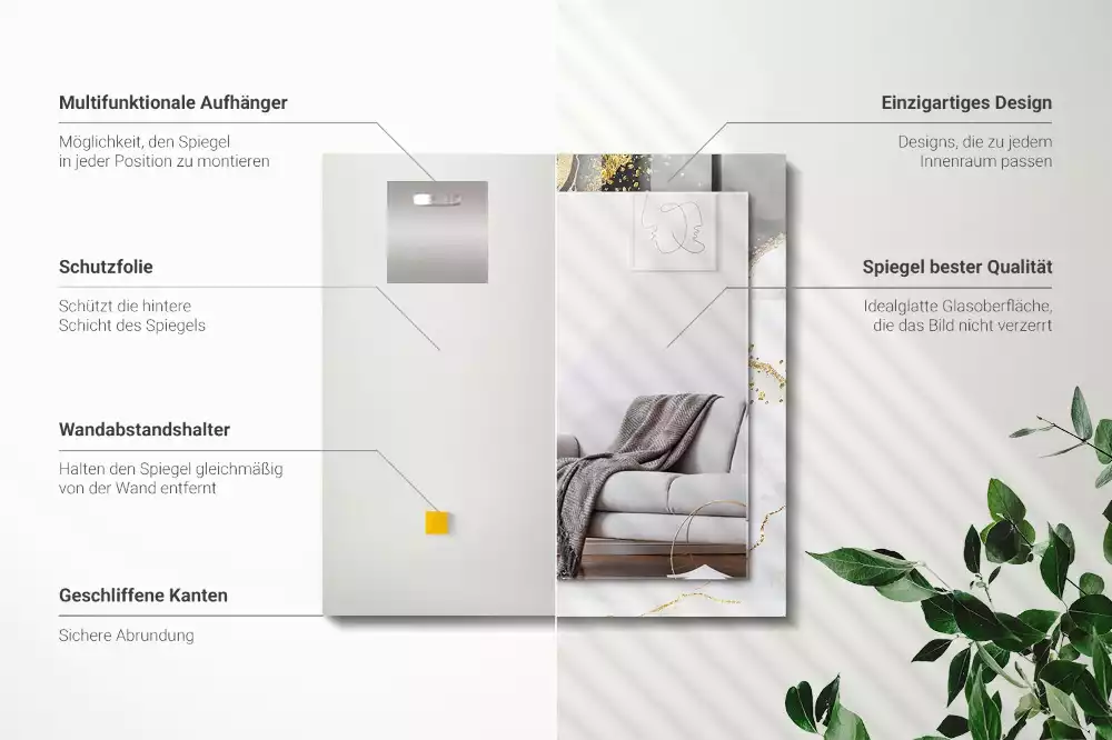 Miroir décoratif rectangulaire Art abstrait doré