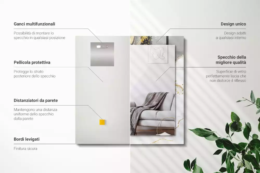 Miroir décoratif rectangulaire Art abstrait doré