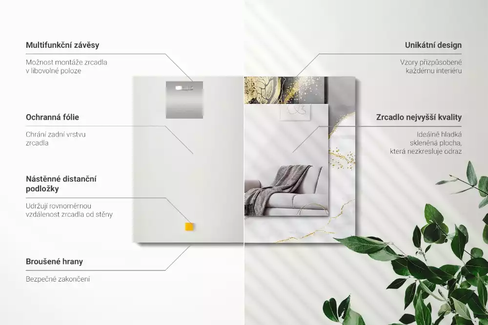 Miroir décoratif rectangulaire Art abstrait doré