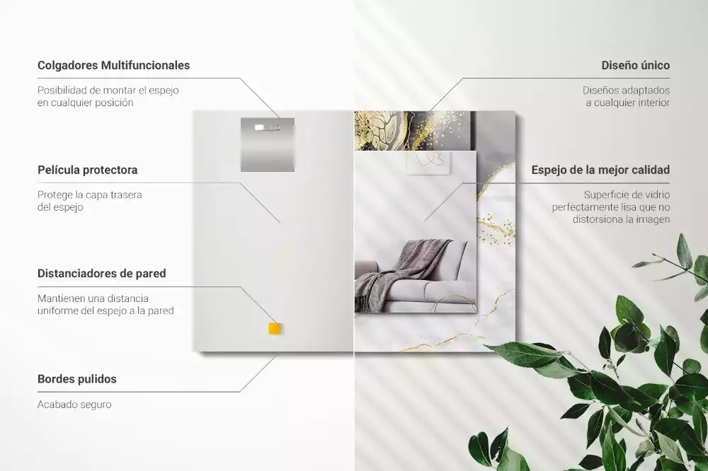 Miroir décoratif rectangulaire Art abstrait doré