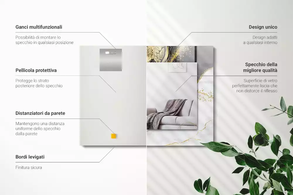 Miroir décoratif rectangulaire Art abstrait doré