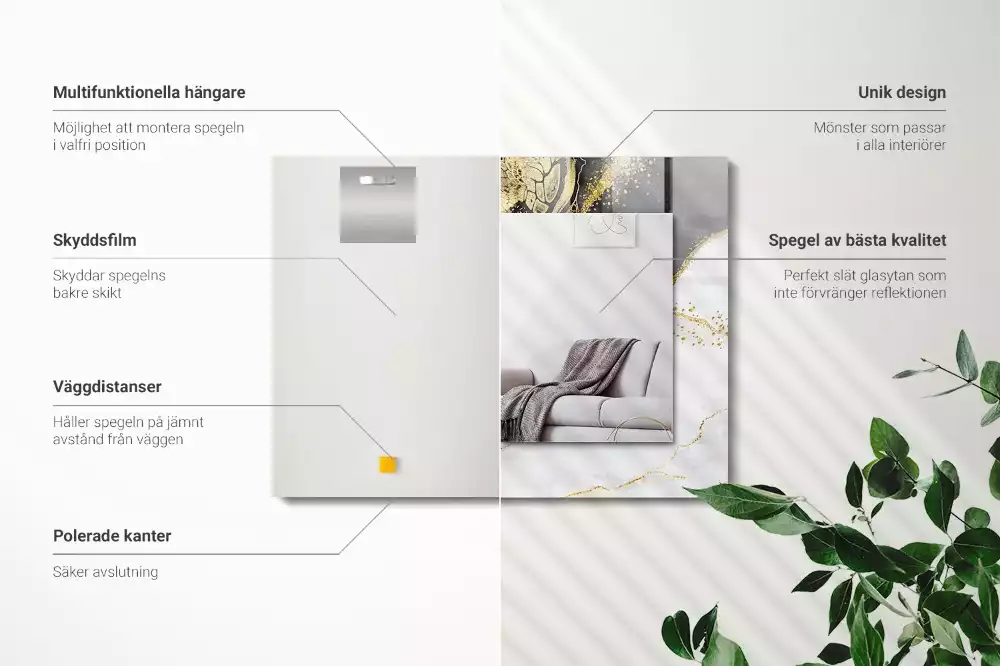 Miroir décoratif rectangulaire Art abstrait doré