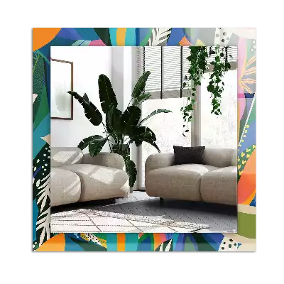 Miroir avec imprimé rectangulaire Fleurs abstraites colorées
