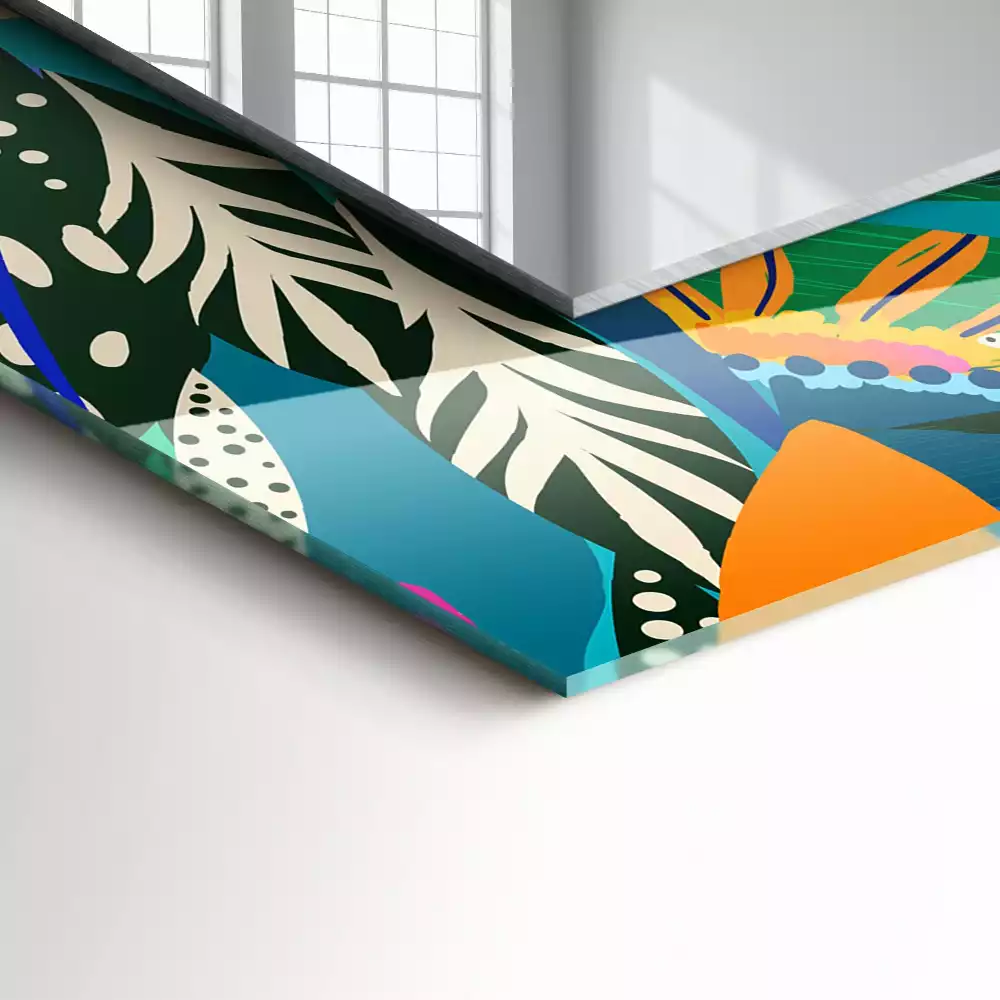 Miroir avec imprimé rectangulaire Fleurs abstraites colorées