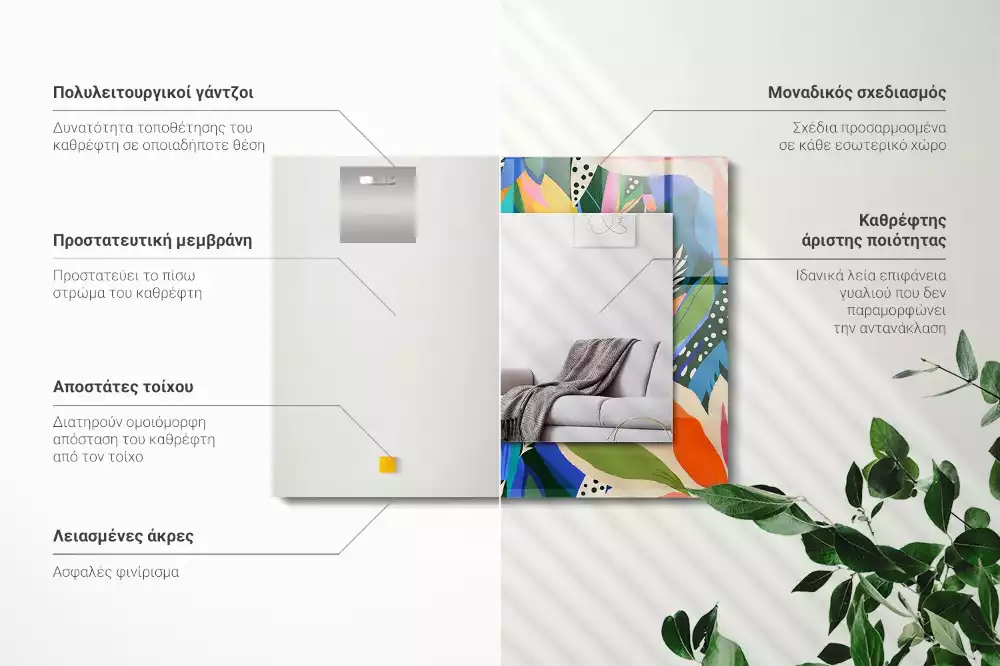 Miroir avec imprimé rectangulaire Fleurs abstraites colorées