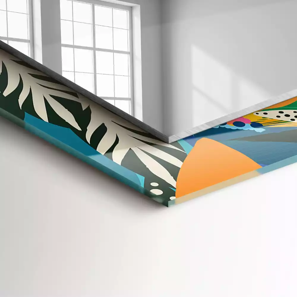 Miroir avec imprimé rectangulaire Fleurs abstraites colorées