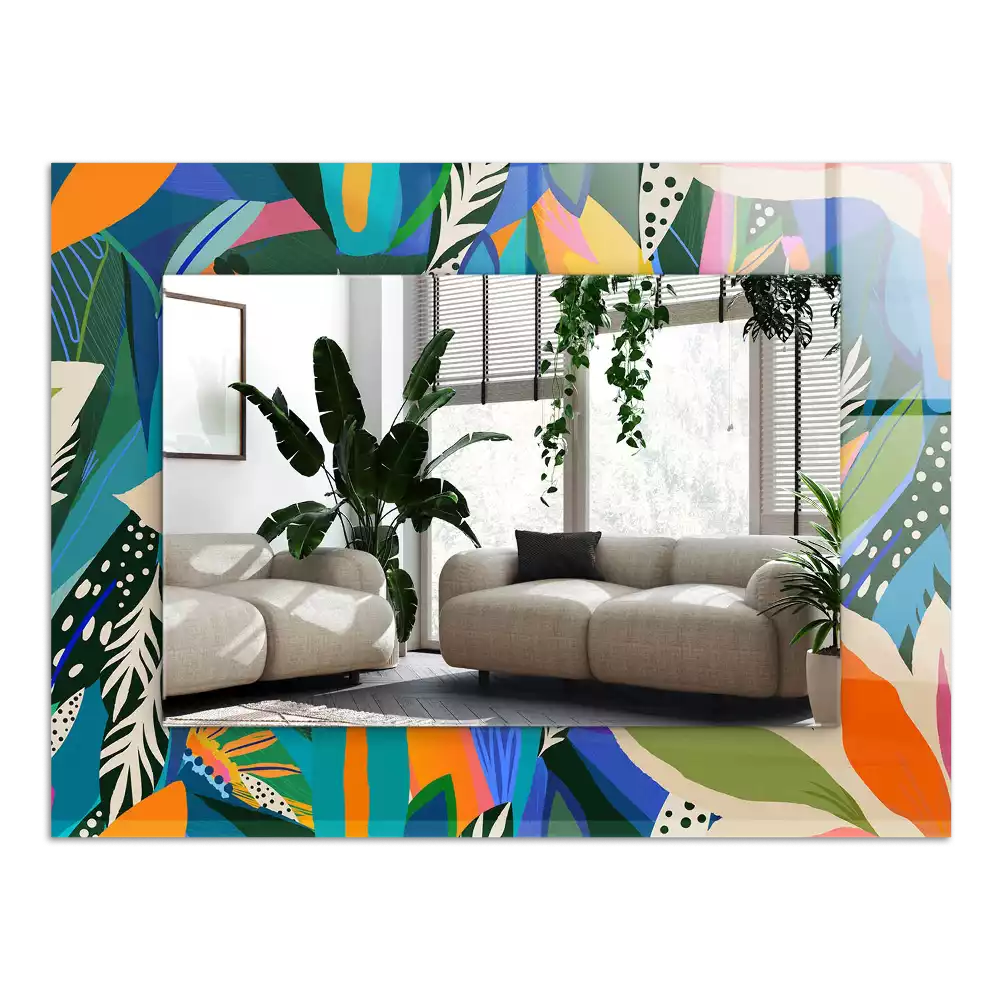 Miroir avec imprimé rectangulaire Fleurs abstraites colorées