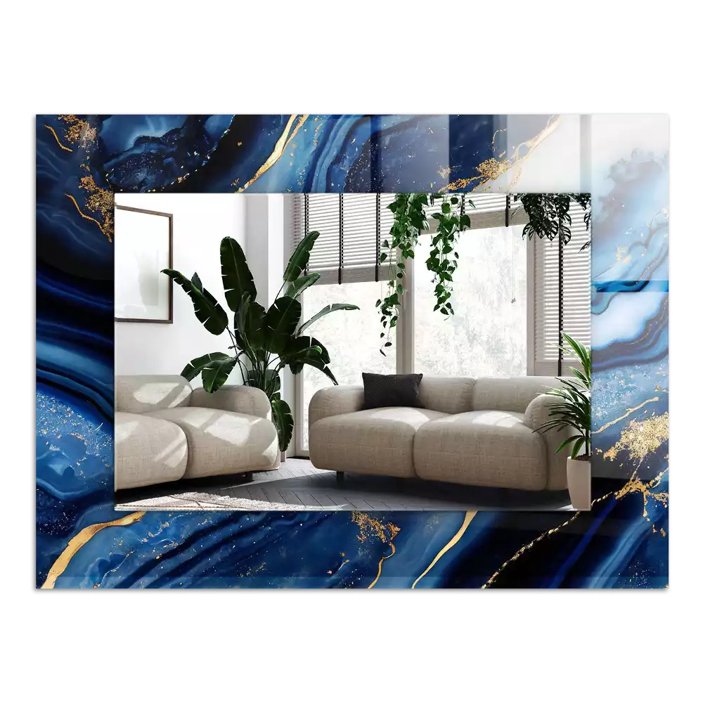Miroir avec imprimé décoratif rectangulaire Art abstrait marbre