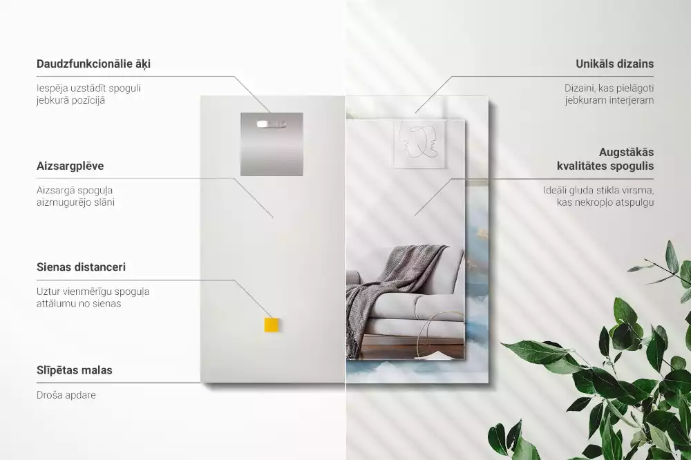 Miroir décoratif rectangulaire Montagnes dans la brume