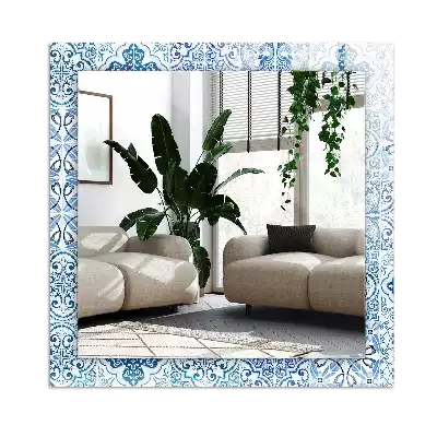 Miroir avec imprimé rectangulaire Carreaux décoratifs bleus