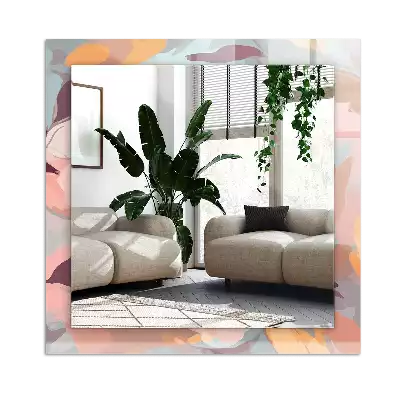 Miroir avec imprimé décoratif rectangulaire Fleurs feuilles pastel