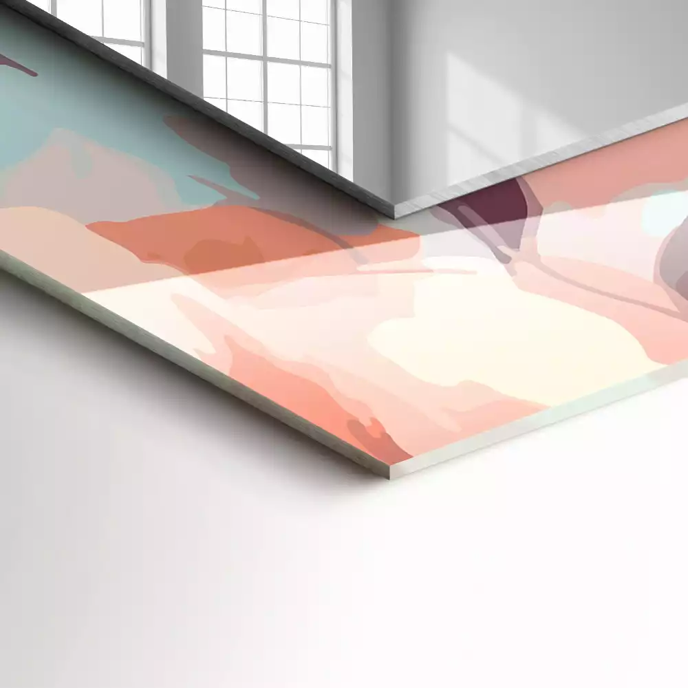 Miroir avec imprimé décoratif rectangulaire Fleurs feuilles pastel