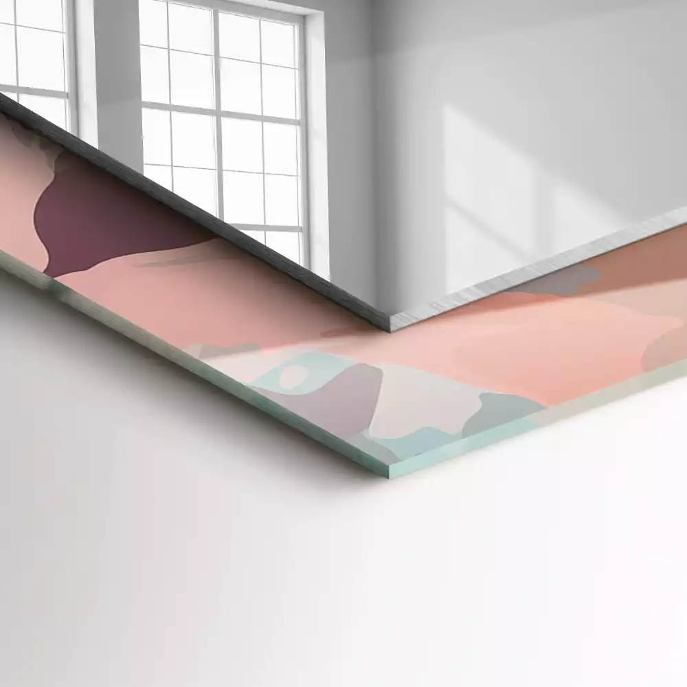 Miroir avec imprimé décoratif rectangulaire Fleurs feuilles pastel