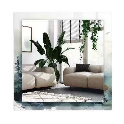 Miroir décoratif rectangulaire Forêt dans la brume