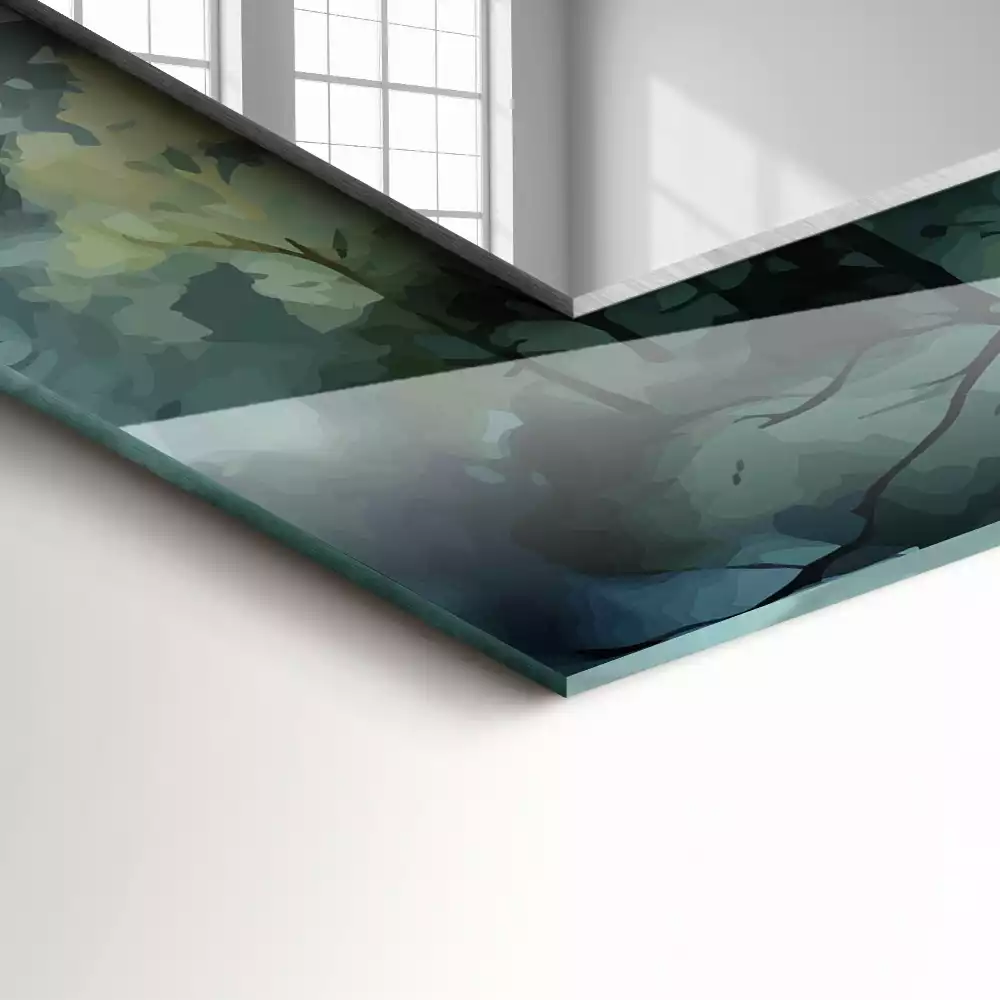Miroir décoratif rectangulaire Forêt dans la brume