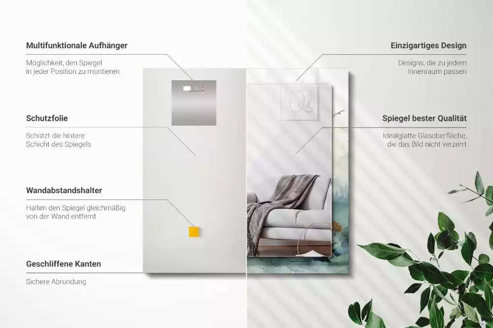 Miroir décoratif rectangulaire Forêt dans la brume