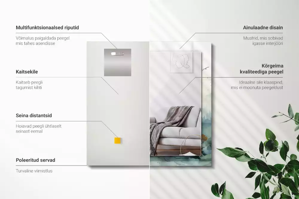 Miroir décoratif rectangulaire Forêt dans la brume