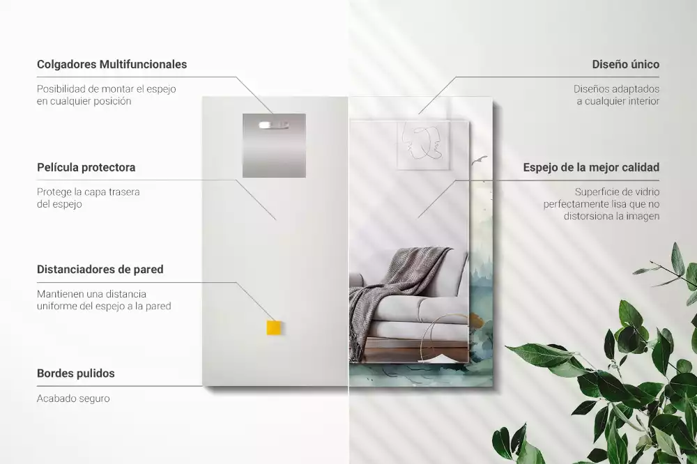 Miroir décoratif rectangulaire Forêt dans la brume