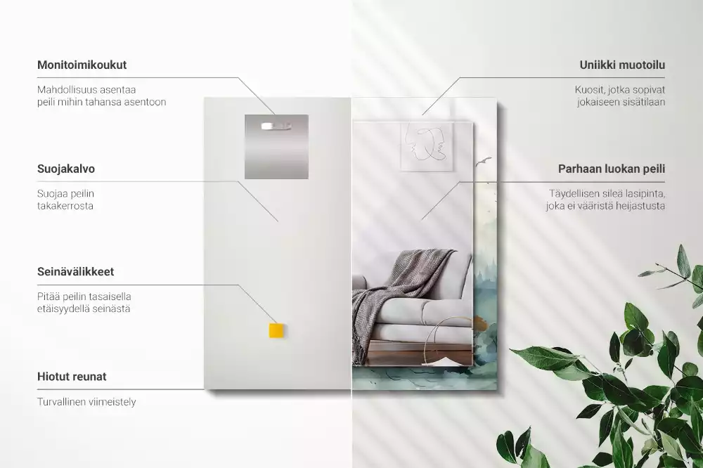 Miroir décoratif rectangulaire Forêt dans la brume