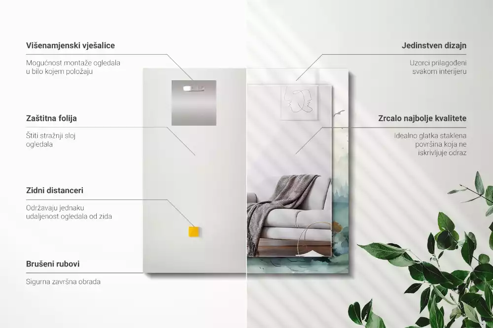 Miroir décoratif rectangulaire Forêt dans la brume