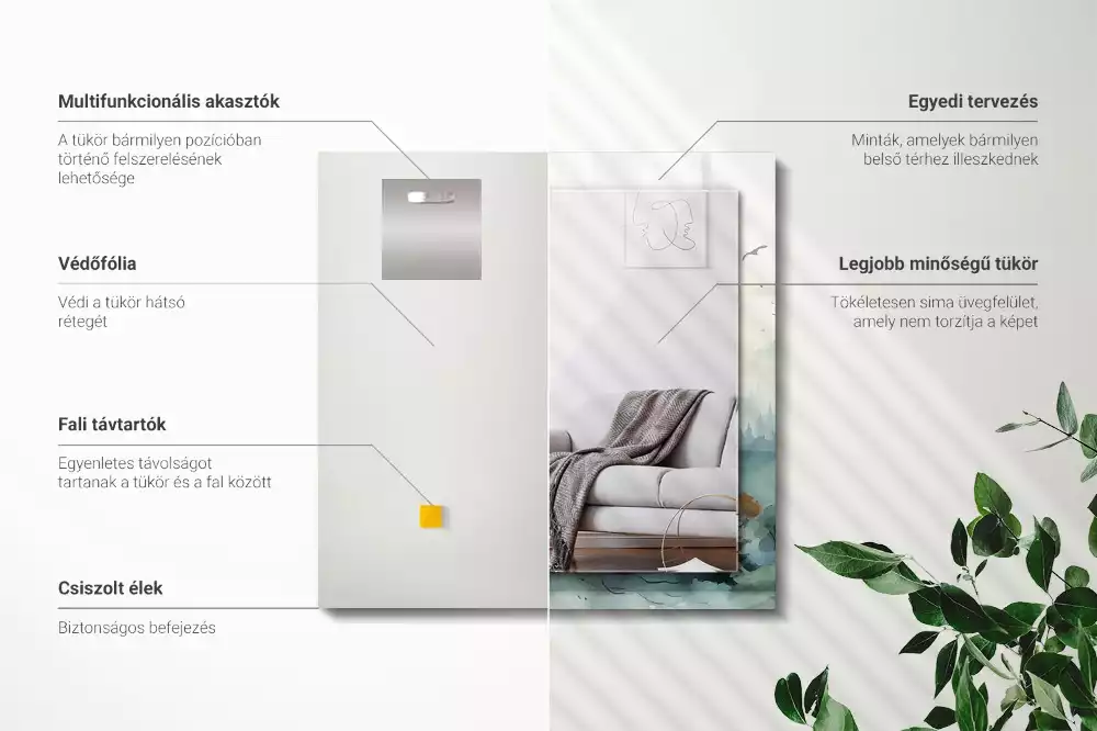 Miroir décoratif rectangulaire Forêt dans la brume