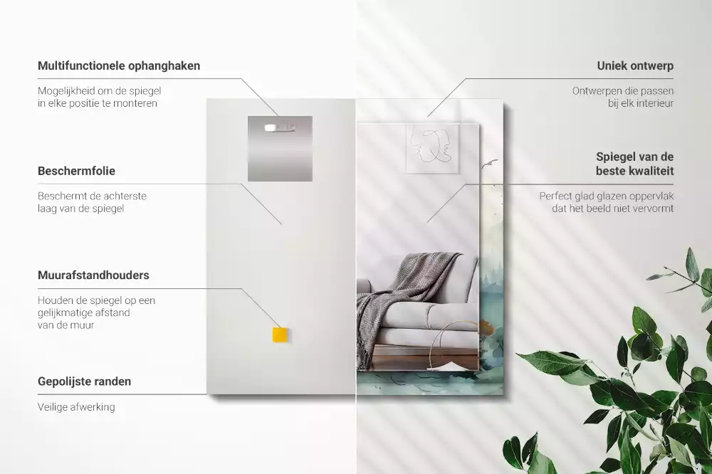 Miroir décoratif rectangulaire Forêt dans la brume