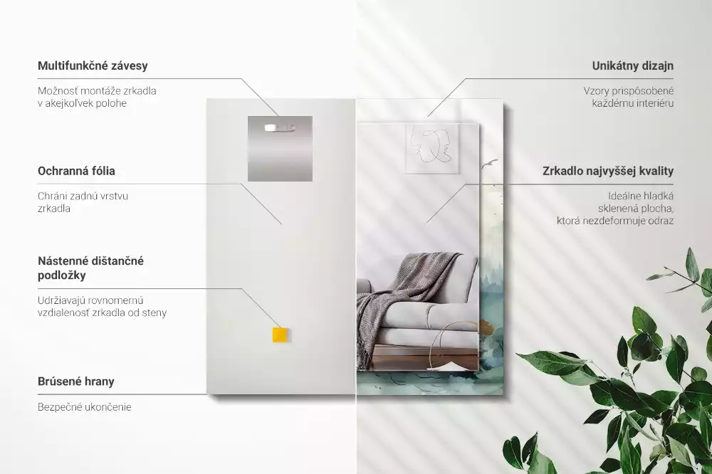 Miroir décoratif rectangulaire Forêt dans la brume