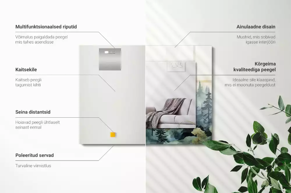 Miroir décoratif rectangulaire Forêt dans la brume