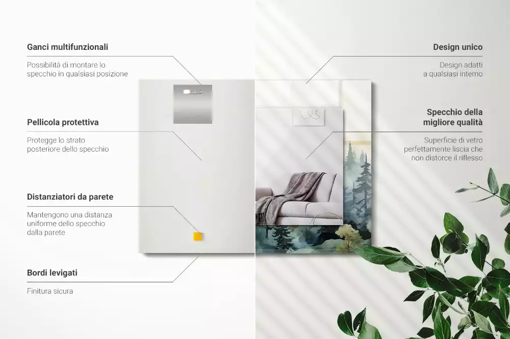Miroir décoratif rectangulaire Forêt dans la brume