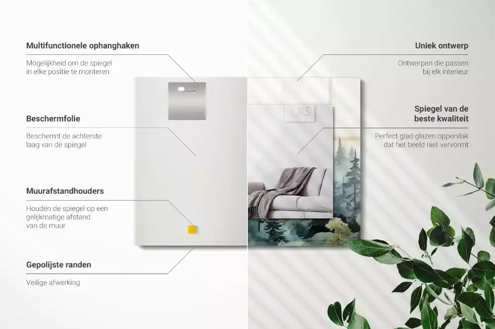 Miroir décoratif rectangulaire Forêt dans la brume