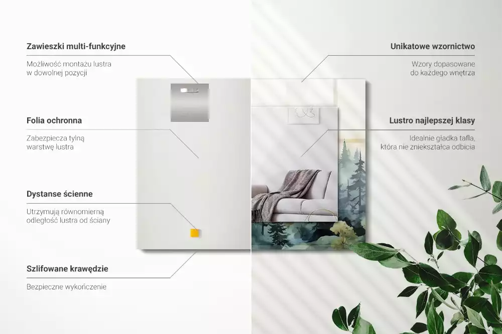 Miroir décoratif rectangulaire Forêt dans la brume