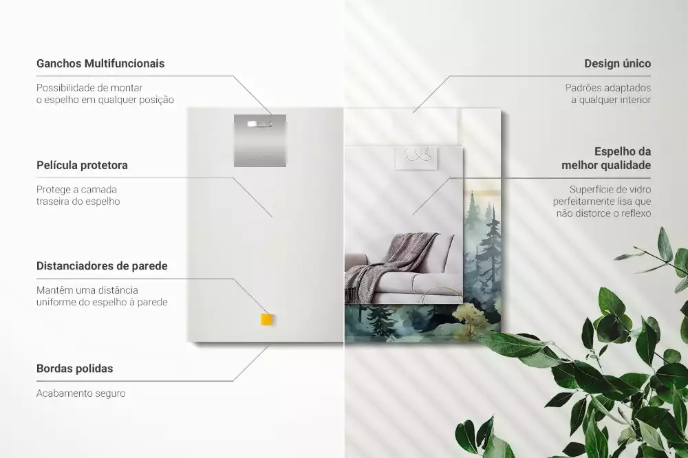 Miroir décoratif rectangulaire Forêt dans la brume