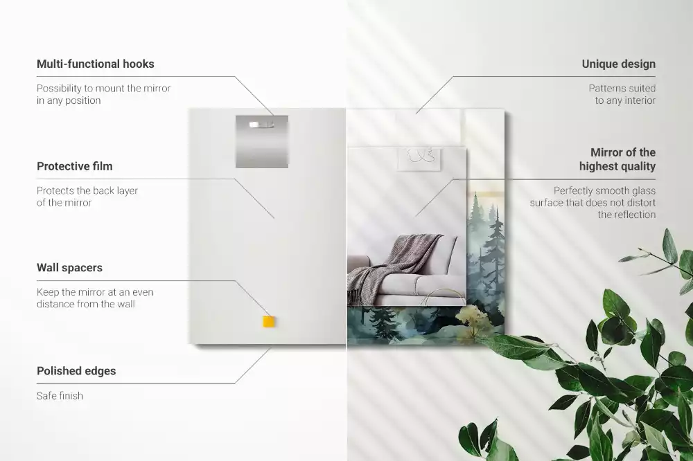 Miroir décoratif rectangulaire Forêt dans la brume