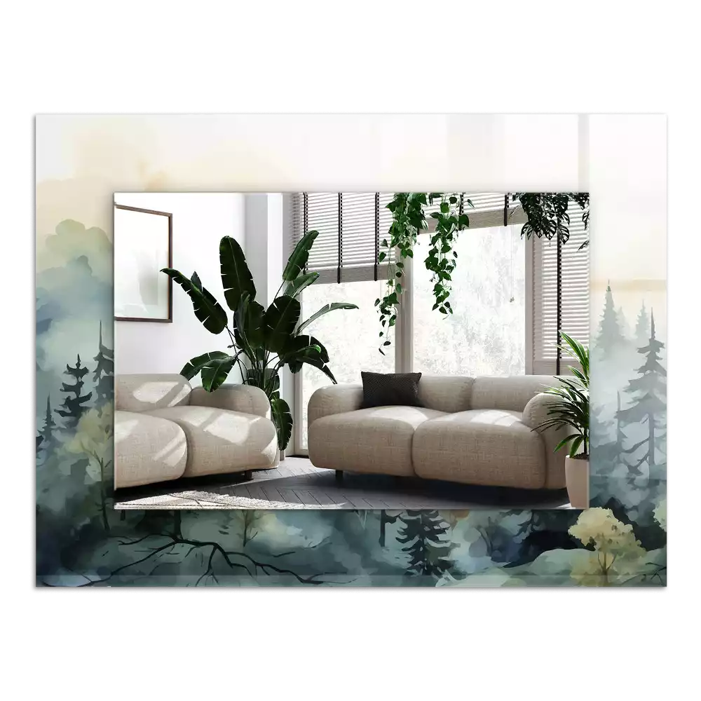 Miroir décoratif rectangulaire Forêt dans la brume