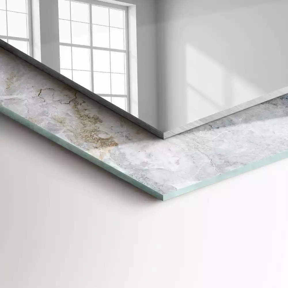 Miroir avec imprimé rectangulaire Marbre veiné gris