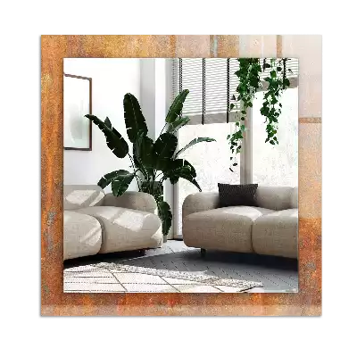 Miroir avec imprimé décoratif rectangulaire Surface rouille métallique