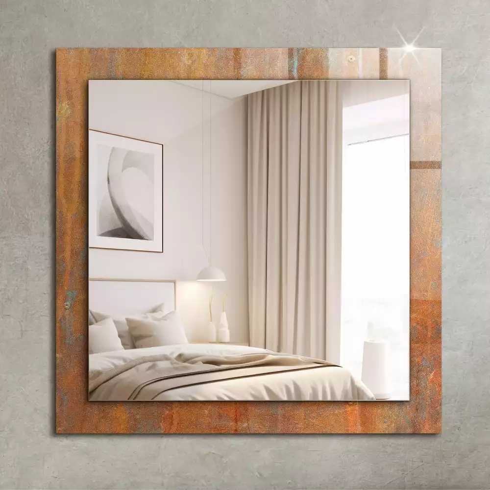 Miroir avec imprimé décoratif rectangulaire Surface rouille métallique