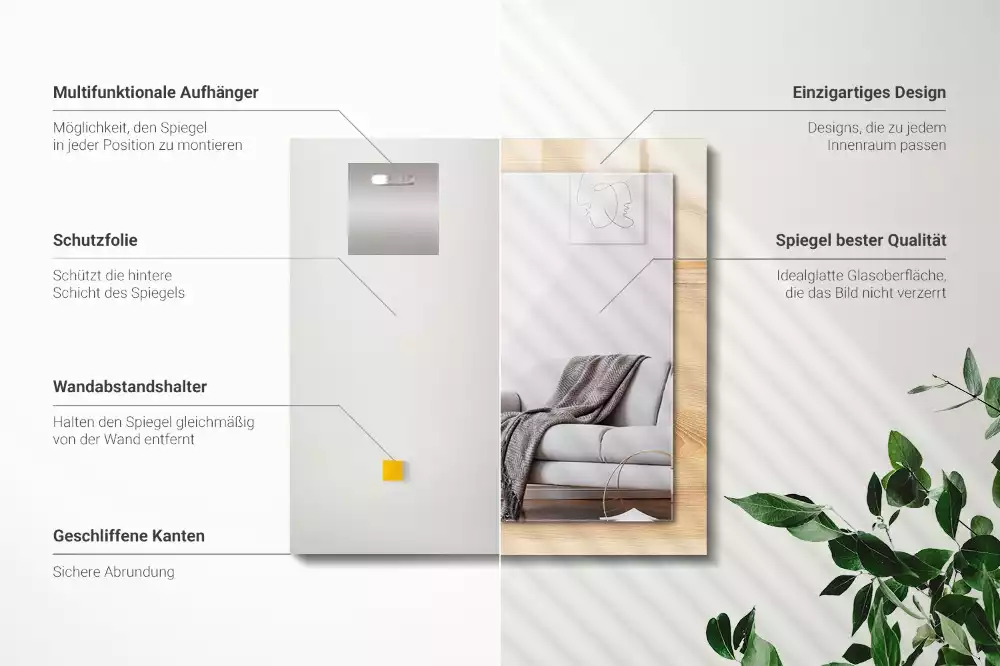 Miroir décoratif rectangulaire Texture bois planches