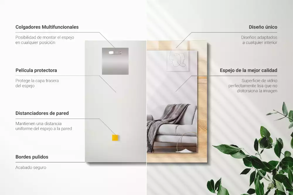 Miroir décoratif rectangulaire Texture bois planches