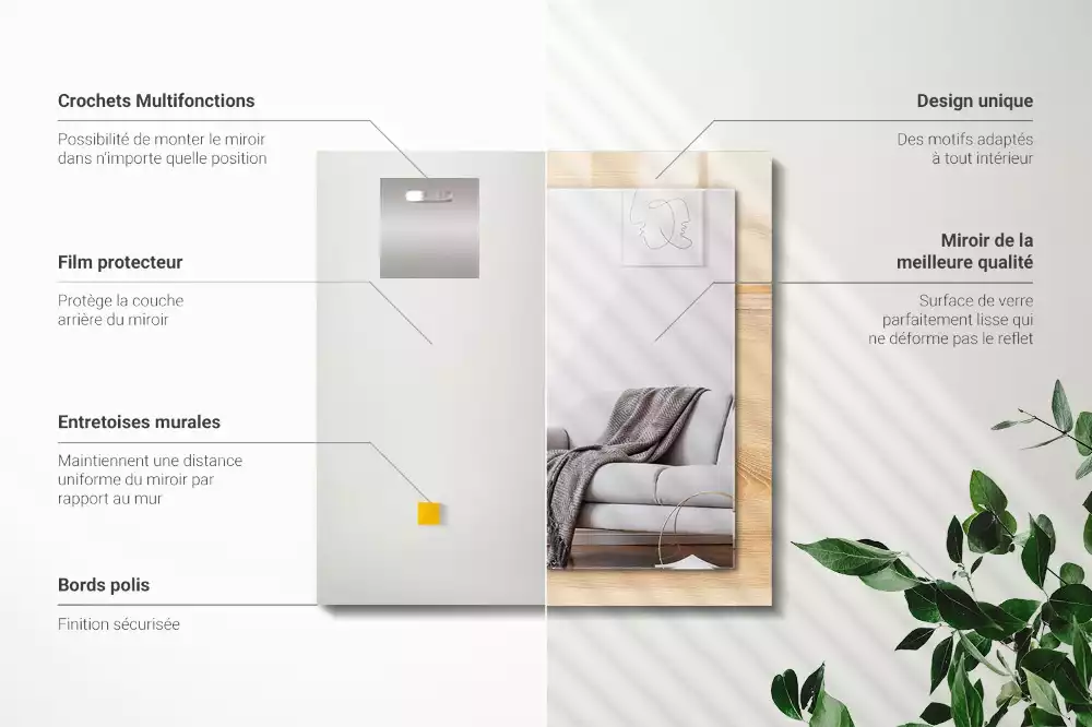 Miroir décoratif rectangulaire Texture bois planches