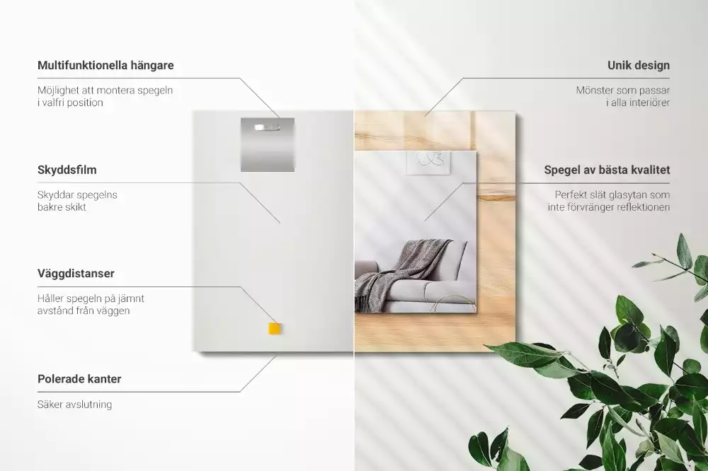 Miroir décoratif rectangulaire Texture bois planches