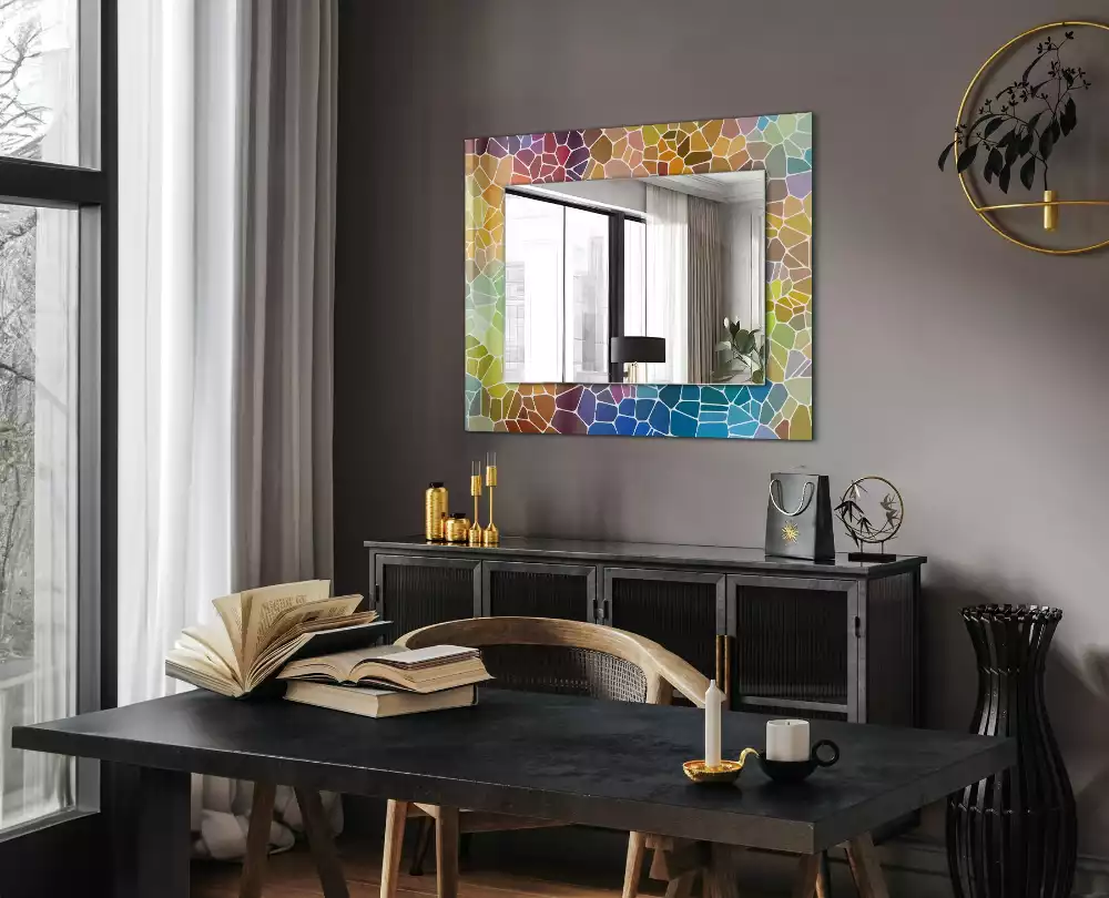 Miroir avec imprimé rectangulaire Mosaïque abstraite colorée